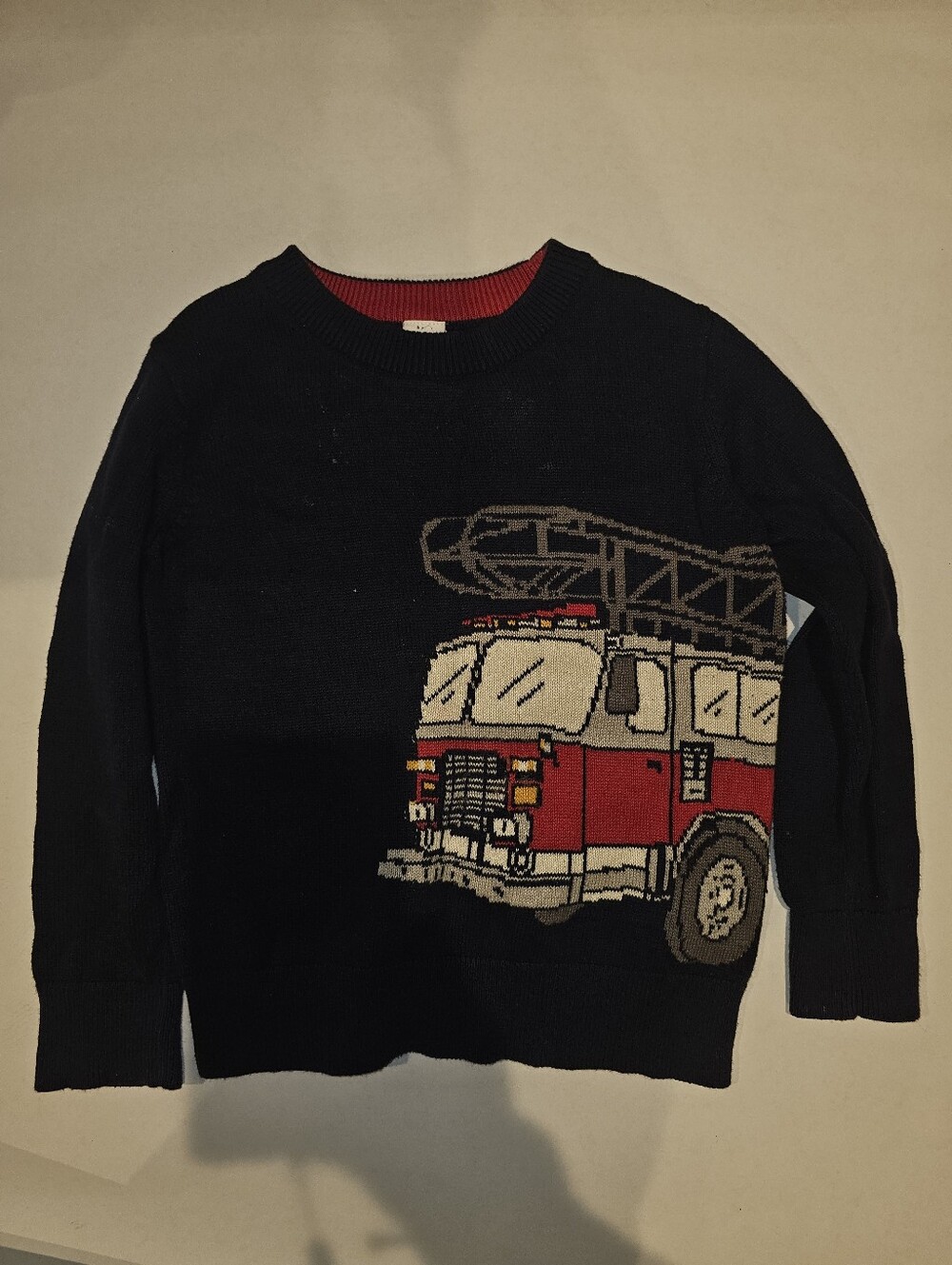 Good | 5 Years | Baby Gap | Navy Fire Truck Graphic Knit Sweater